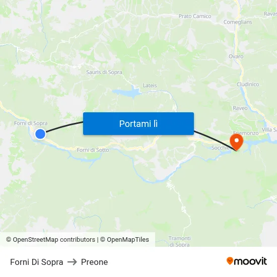 Forni Di Sopra to Preone map