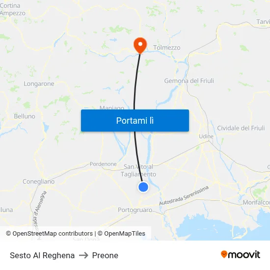 Sesto Al Reghena to Preone map