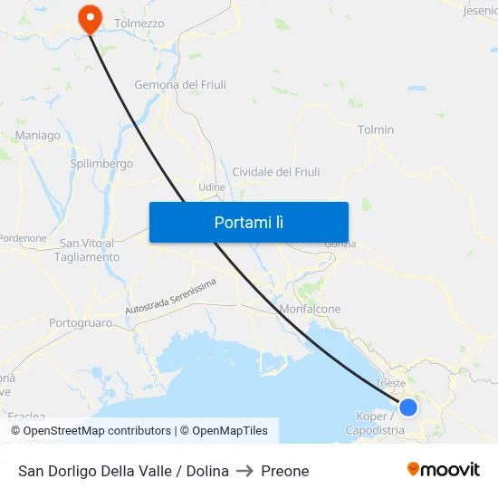 San Dorligo Della Valle / Dolina to Preone map