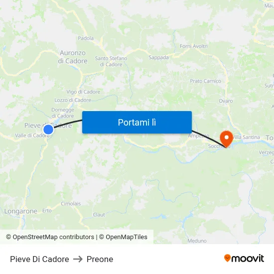 Pieve Di Cadore to Preone map