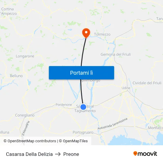 Casarsa Della Delizia to Preone map