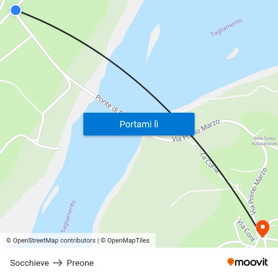 Socchieve to Preone map