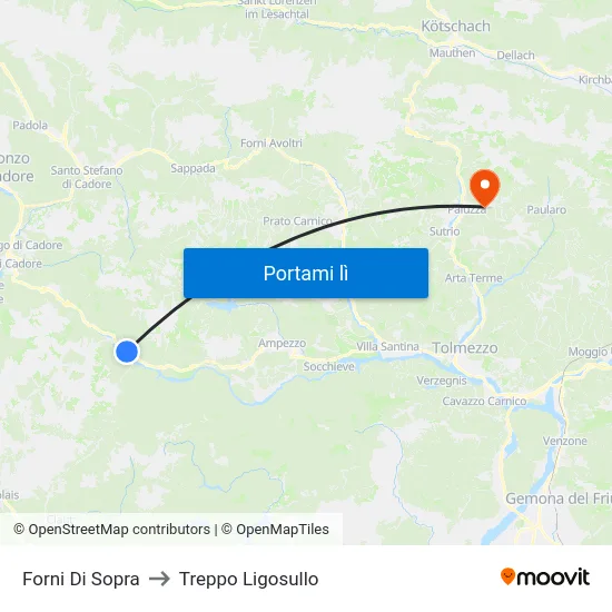 Forni Di Sopra to Treppo Ligosullo map