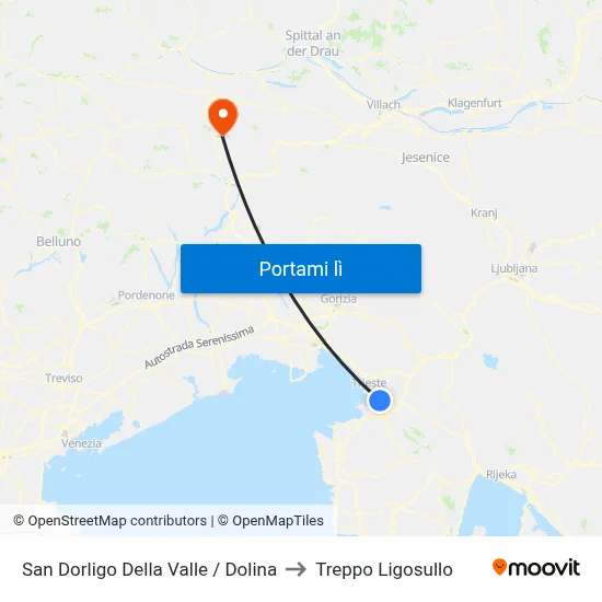 San Dorligo Della Valle / Dolina to Treppo Ligosullo map
