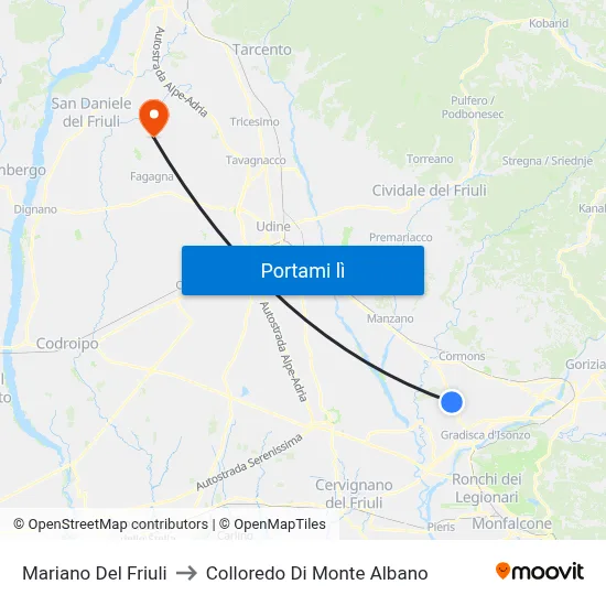 Mariano Del Friuli to Colloredo Di Monte Albano map