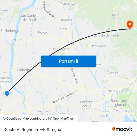 Sesto Al Reghena to Stregna map