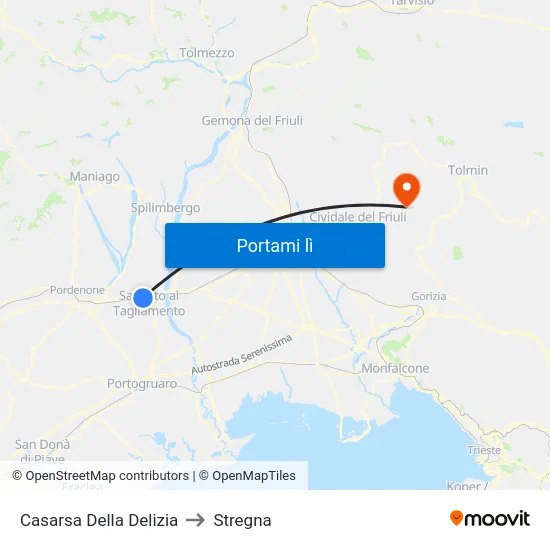 Casarsa Della Delizia to Stregna map