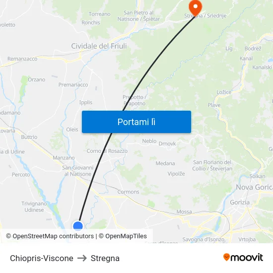 Chiopris-Viscone to Stregna map