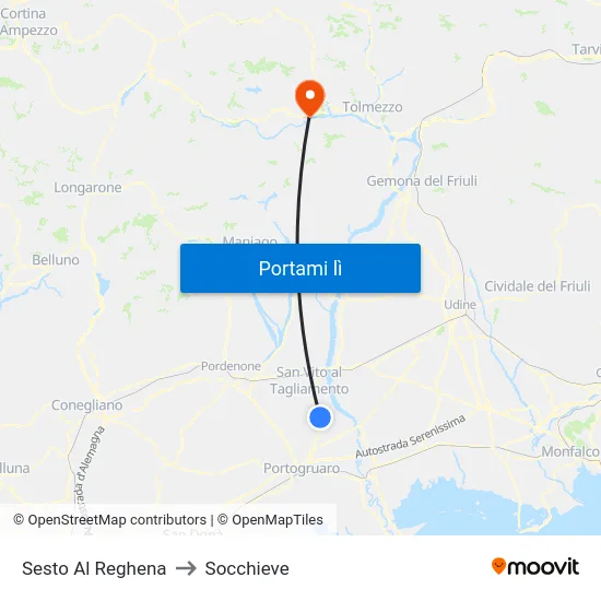 Sesto Al Reghena to Socchieve map