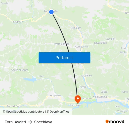 Forni Avoltri to Socchieve map