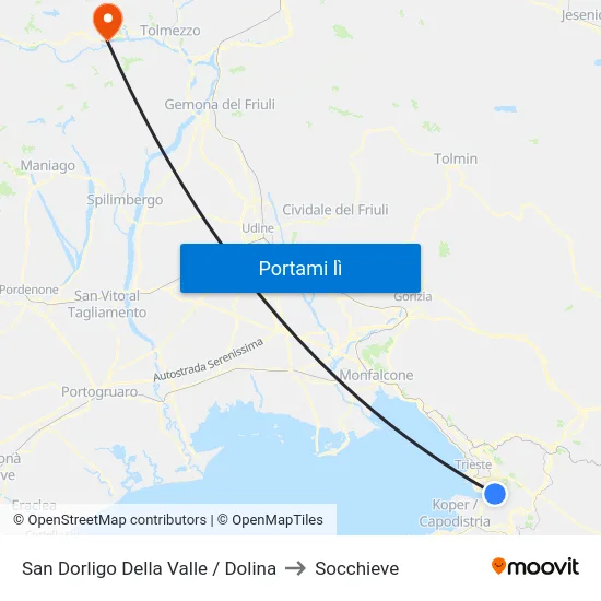 San Dorligo Della Valle / Dolina to Socchieve map