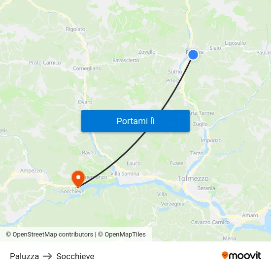 Paluzza to Socchieve map