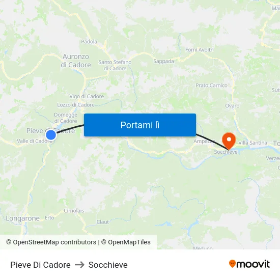 Pieve Di Cadore to Socchieve map