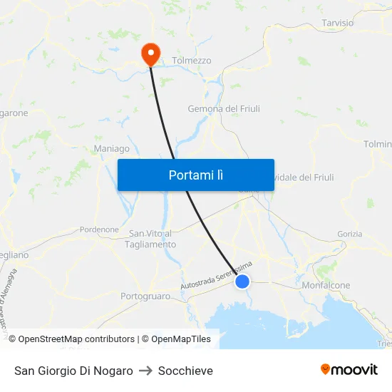 San Giorgio Di Nogaro to Socchieve map