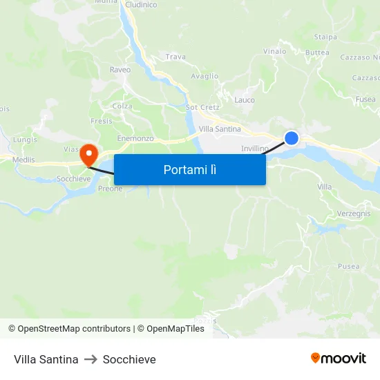 Villa Santina to Socchieve map