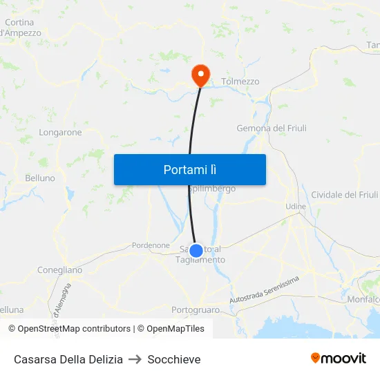 Casarsa Della Delizia to Socchieve map