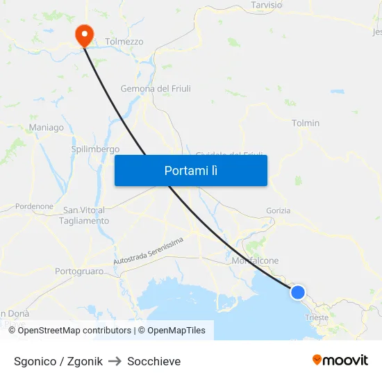 Sgonico / Zgonik to Socchieve map