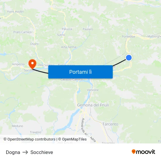 Dogna to Socchieve map