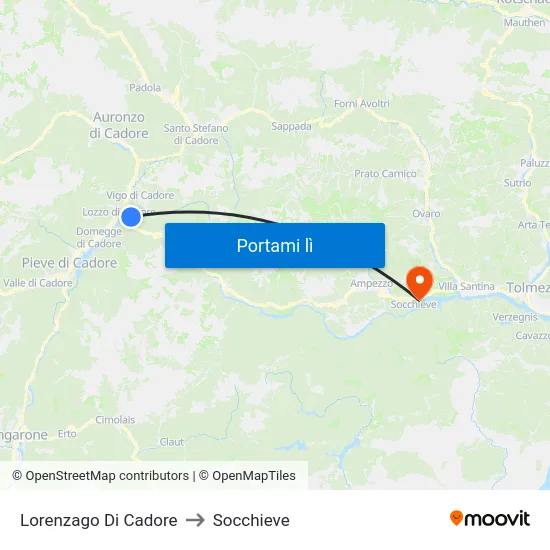 Lorenzago Di Cadore to Socchieve map