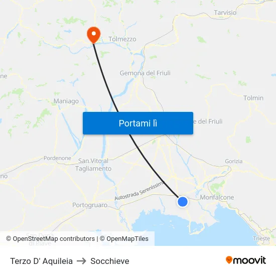 Terzo D' Aquileia to Socchieve map