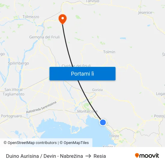 Duino Aurisina / Devin - Nabrežina to Resia map