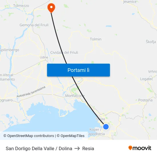 San Dorligo Della Valle / Dolina to Resia map
