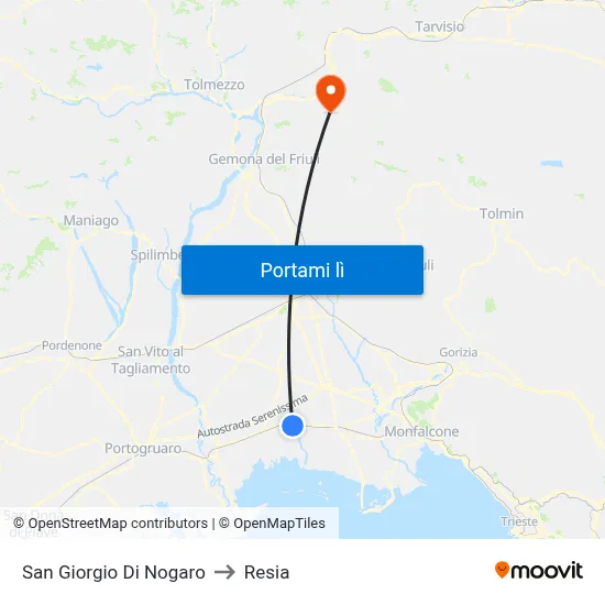 San Giorgio Di Nogaro to Resia map
