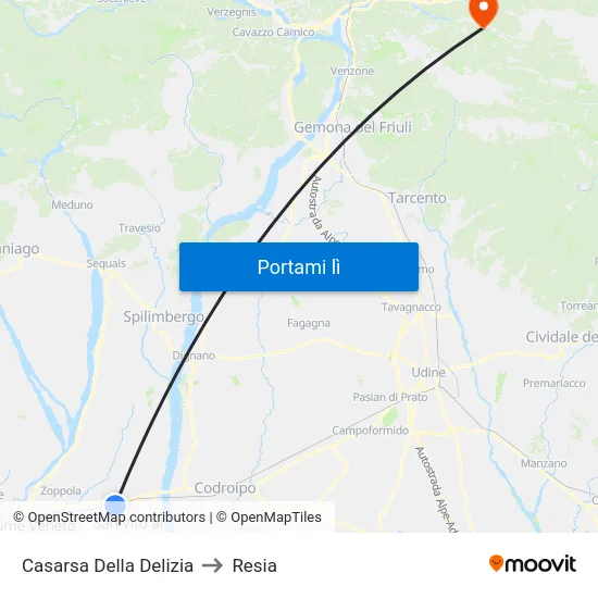 Casarsa Della Delizia to Resia map