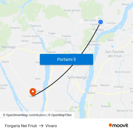 Forgaria Nel Friuli to Vivaro map