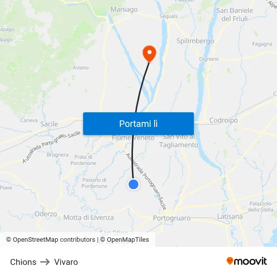 Chions to Vivaro map