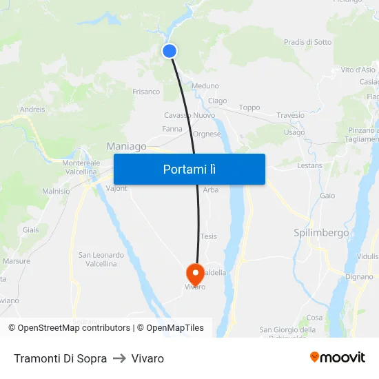 Tramonti Di Sopra to Vivaro map