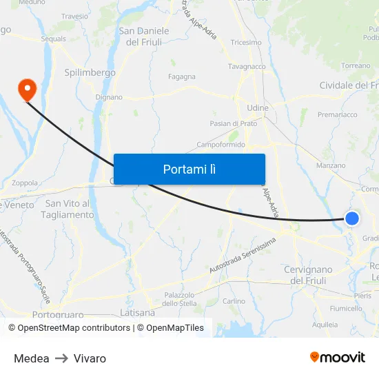 Medea to Vivaro map
