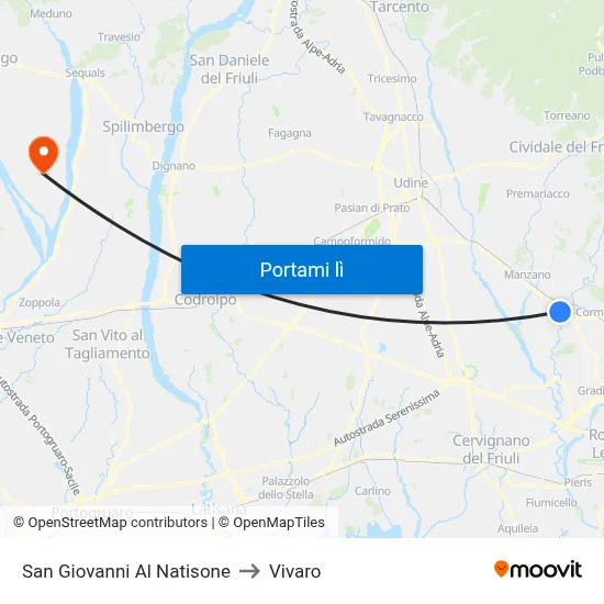 San Giovanni Al Natisone to Vivaro map