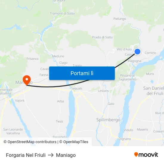 Forgaria Nel Friuli to Maniago map