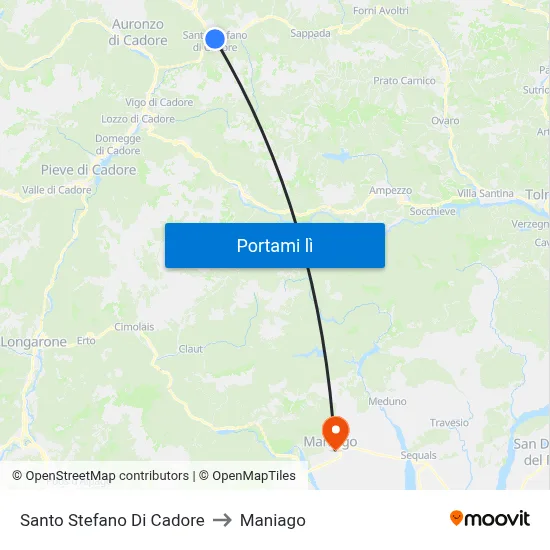 Santo Stefano Di Cadore to Maniago map