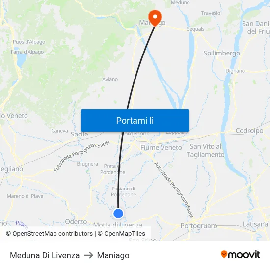 Meduna Di Livenza to Maniago map