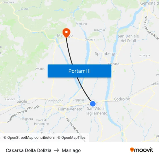 Casarsa Della Delizia to Maniago map