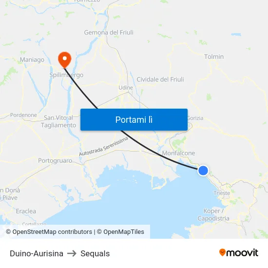 Duino-Aurisina to Sequals map