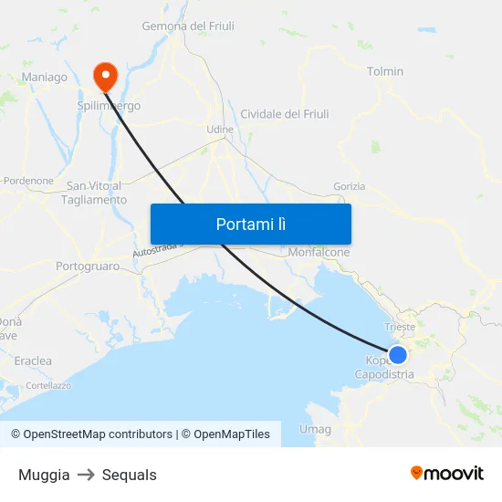 Muggia to Sequals map