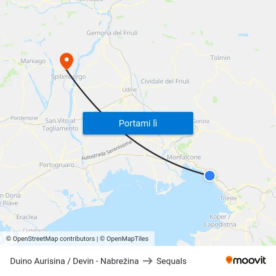 Duino Aurisina / Devin - Nabrežina to Sequals map