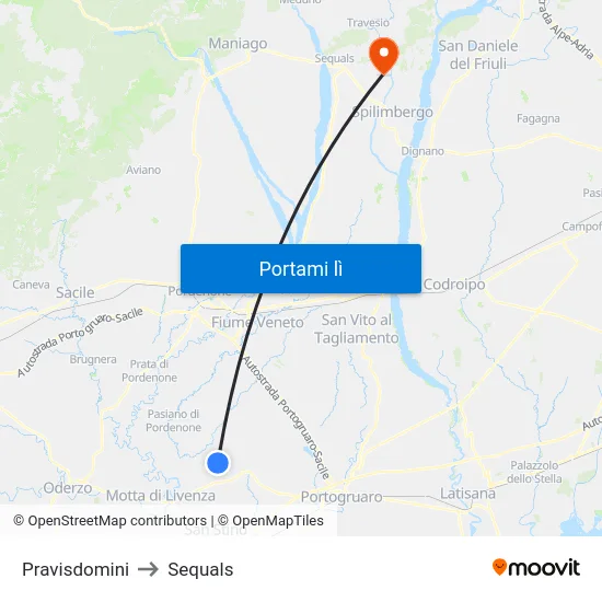 Pravisdomini to Sequals map