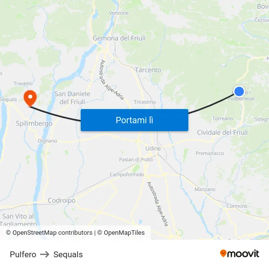 Pulfero to Sequals map