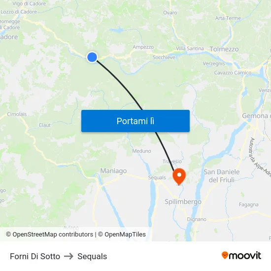 Forni Di Sotto to Sequals map