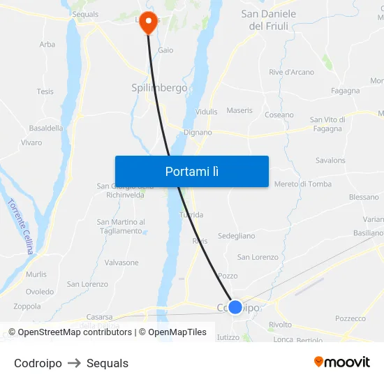 Codroipo to Sequals map