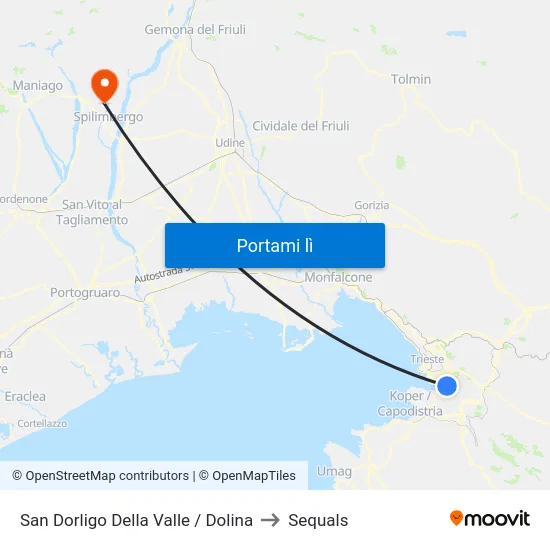 San Dorligo Della Valle / Dolina to Sequals map