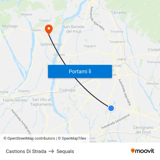 Castions Di Strada to Sequals map