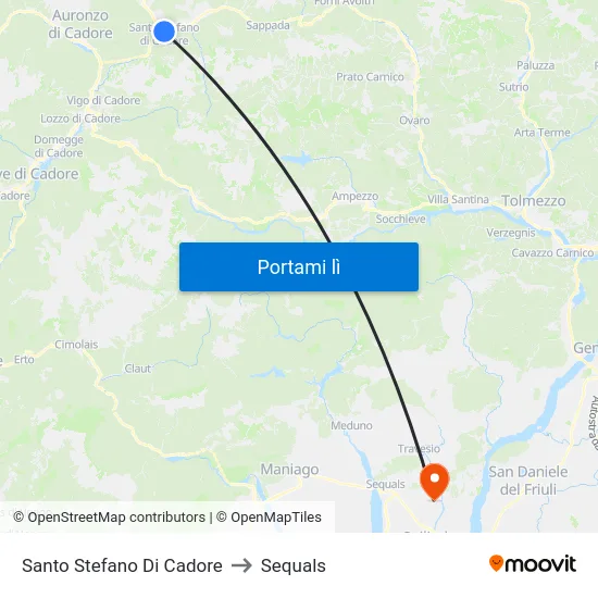 Santo Stefano Di Cadore to Sequals map