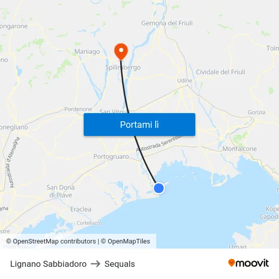Lignano Sabbiadoro to Sequals map