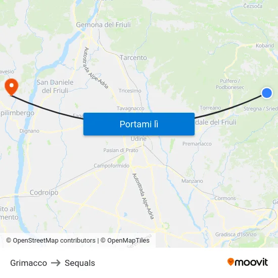 Grimacco to Sequals map