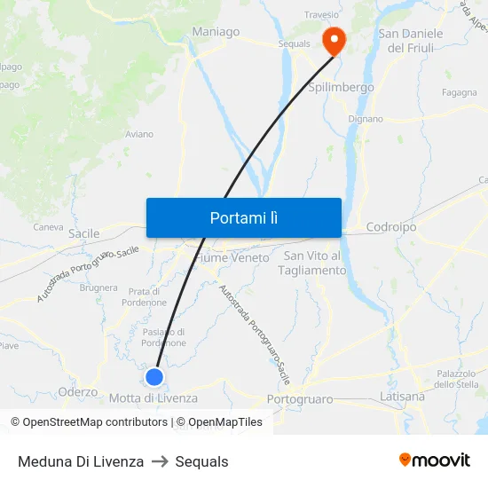 Meduna Di Livenza to Sequals map